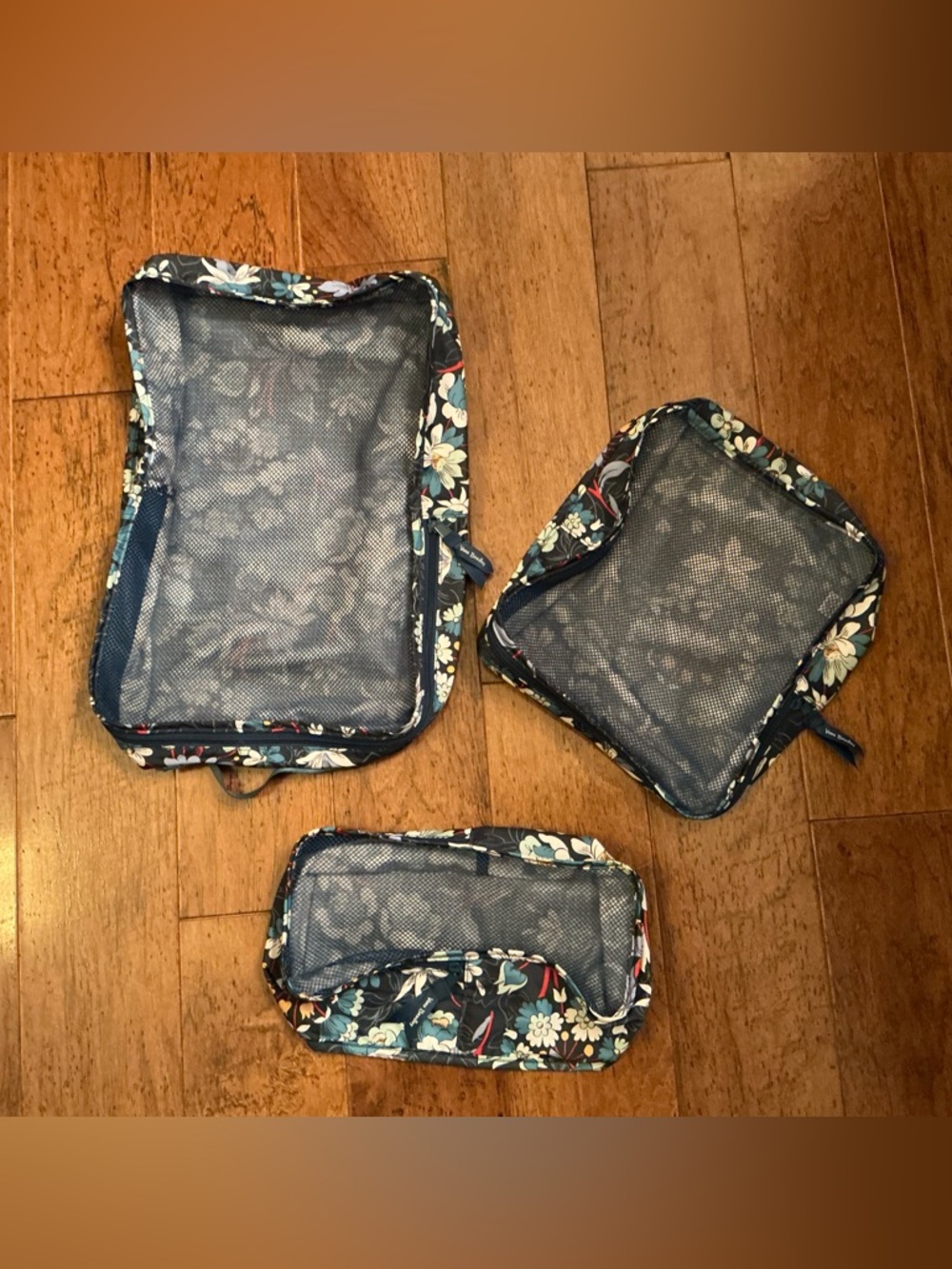 Vera Bradley Navy Floral Packing Cubes Set